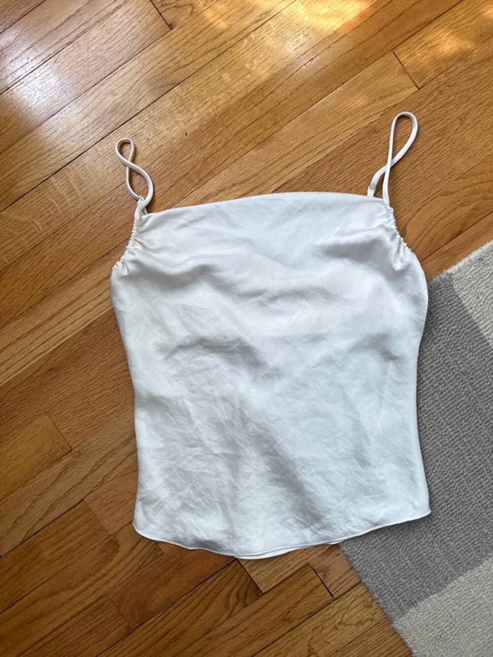 Aritzia Wilfred silky white cowl neck going out slinky tank top formal - 2XS